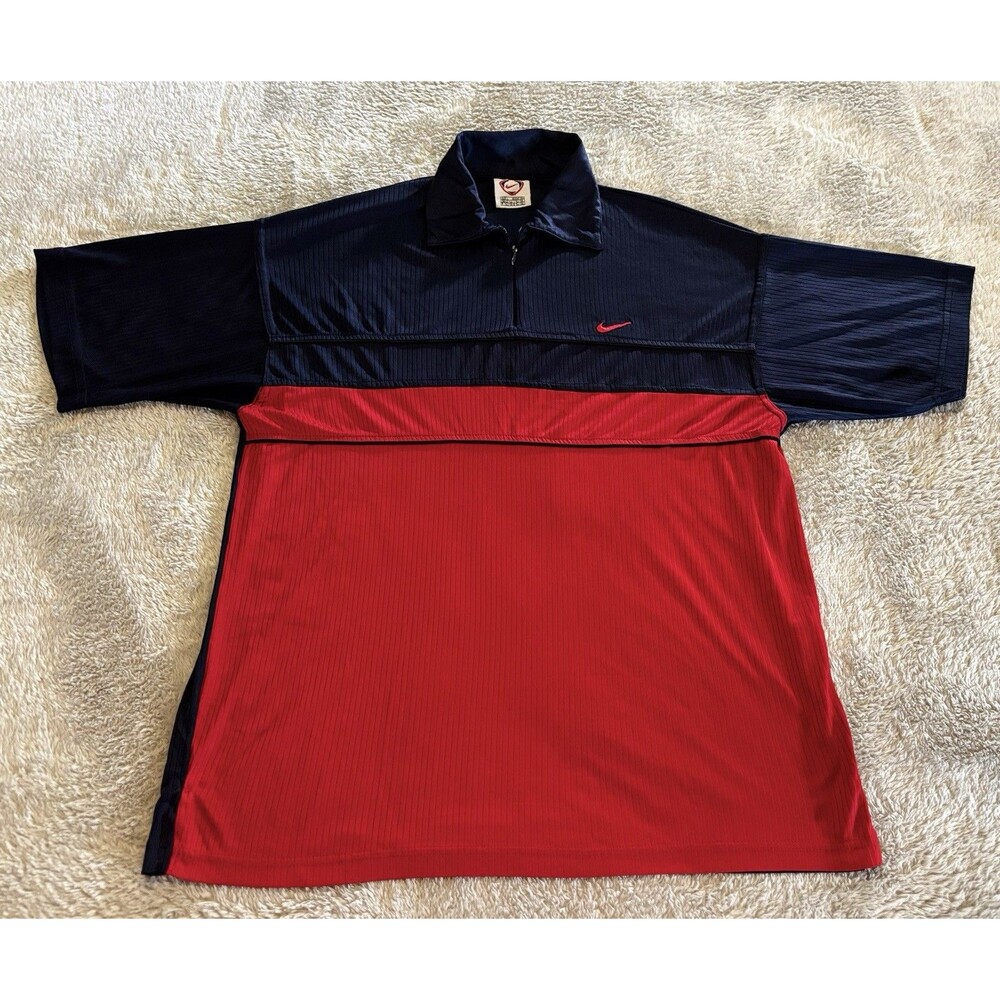 Vintage 90s Nike Air Quarter Zip Tennis Running Short Sleeve Shirt Men's Size L